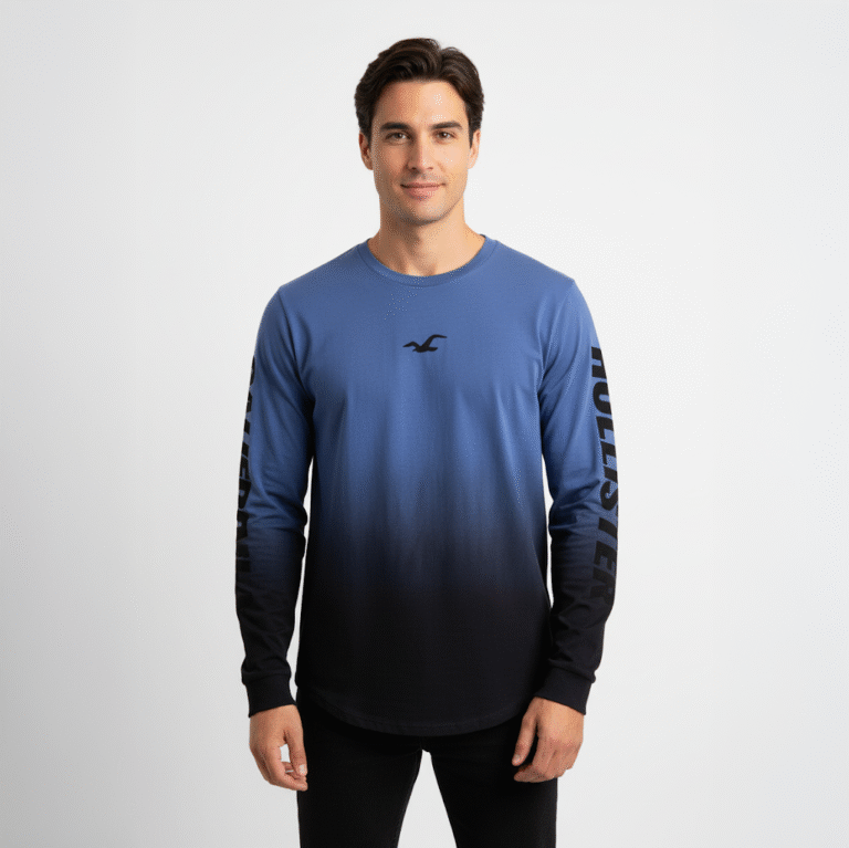 HOLLISTER MEN LONG SLEEVE SWEATSHIRT CURVED HEM
