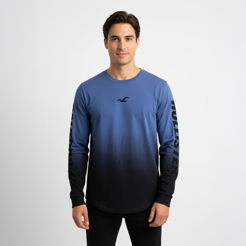 HOLLISTER MEN LONG SLEEVE SWEATSHIRT CURVED HEM 1 HOLLISTER MEN LONG SLEEVE SWEATSHIRT CURVED HEM