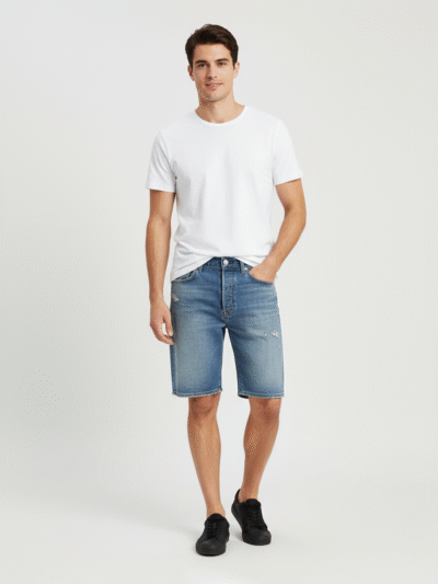 LEVIS MEN 501 DENIM SHORTS TATTERED