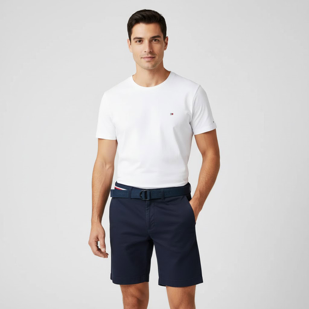 TOMMY HILFIGER MEN BELTED CHINO SHORTS 9" INSEAM 1 TOMMY HILFIGER MEN BELTED CHINO SHORTS 9" INSEAM
