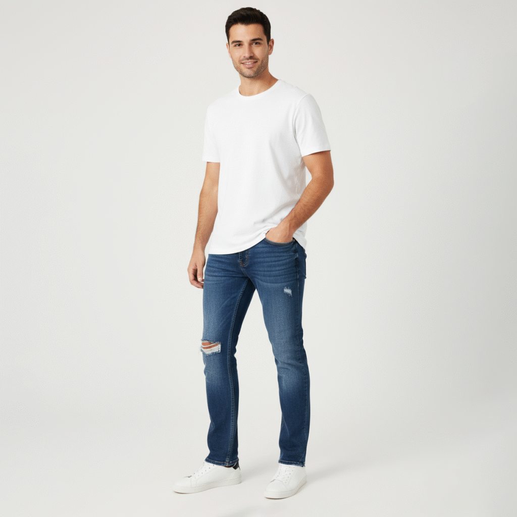 HOLLISTER MEN JEANS SLIM STRAIGHT TATTERED
