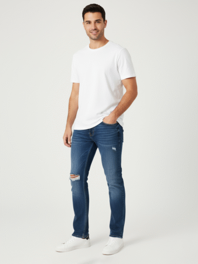 HOLLISTER MEN JEANS SLIM STRAIGHT TATTERED