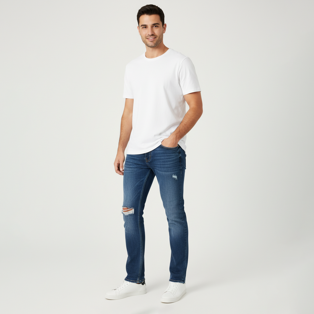 HOLLISTER MEN JEANS SLIM STRAIGHT TATTERED 1 HOLLISTER MEN JEANS SLIM STRAIGHT TATTERED