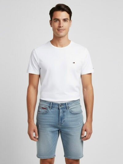 TOMMY HILFIGER MEN STRETCH SLIM DENIM SHORTS TJ FLEX