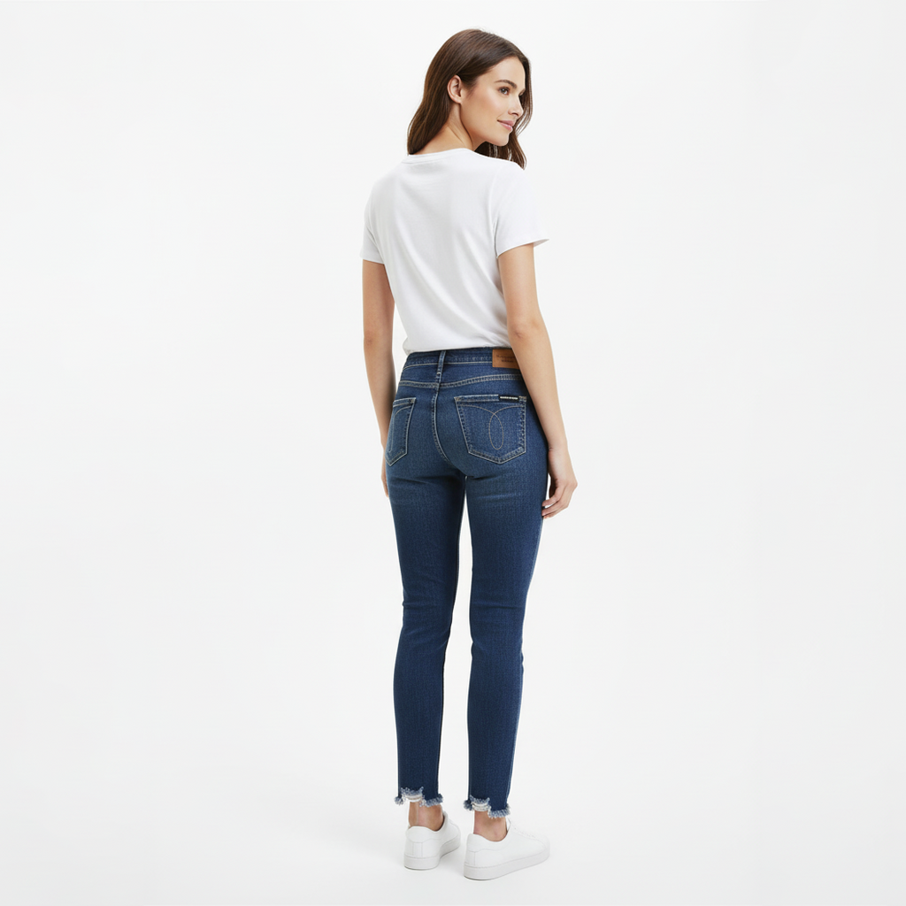 CALVIN KLEIN WOMEN'S HIGH RISE SKINNY SNKLE TATTERED JEANS 3 CALVIN KLEIN WOMEN'S HIGH RISE SKINNY SNKLE TATTERED JEANS - Image 3