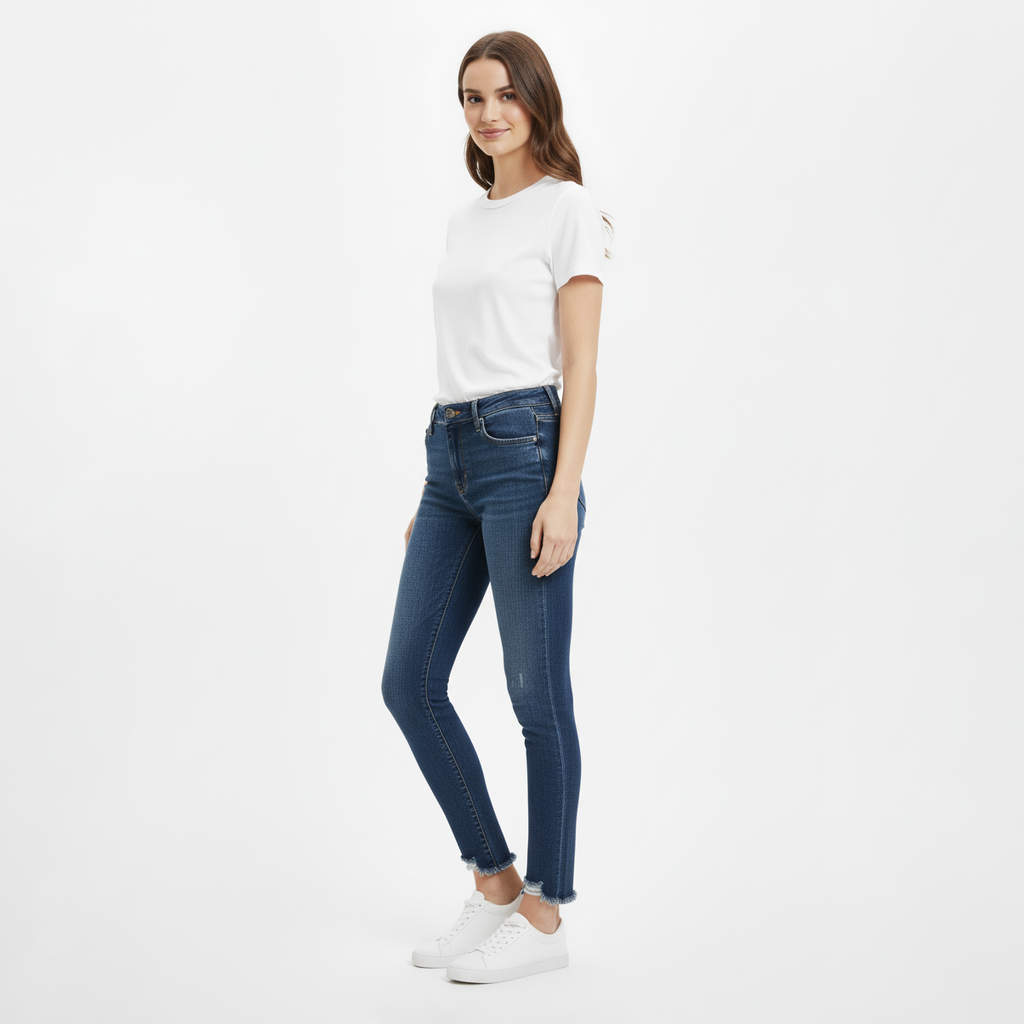 CALVIN KLEIN WOMEN'S HIGH RISE SKINNY SNKLE TATTERED JEANS 2 CALVIN KLEIN WOMEN'S HIGH RISE SKINNY SNKLE TATTERED JEANS - Image 2