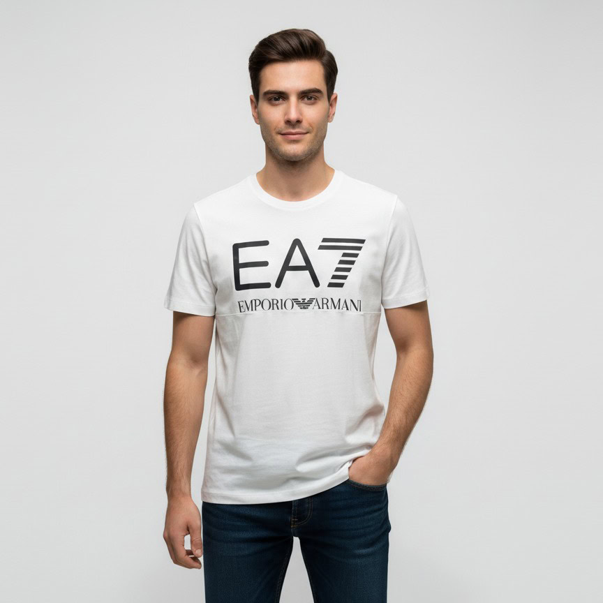 EMPORIO ARMANI MEN'S T-SHIRT BIG BLACK BRAND LOGO 1 EMPORIO ARMANI MEN'S T-SHIRT BIG BLACK BRAND LOGO