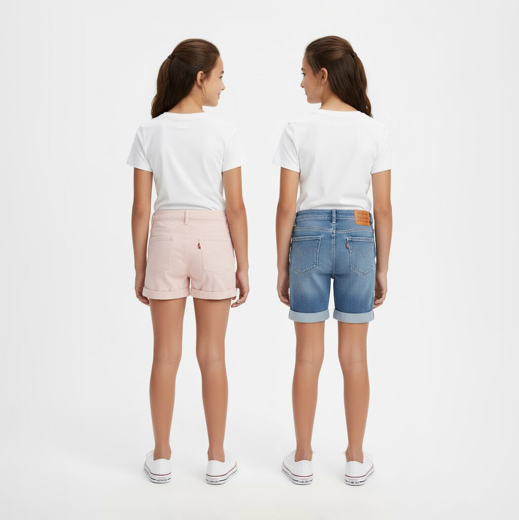 Levi's Girls 2 Pack Youth Denim and Twill Shorts 2 Levi's Girls 2 Pack Youth Denim and Twill Shorts - Image 2