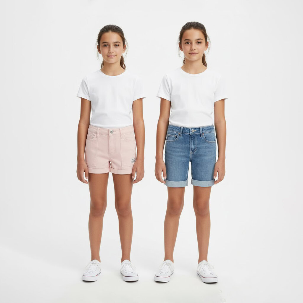 Levi's Girls 2 Pack Youth Denim and Twill Shorts 1 Levi's Girls 2 Pack Youth Denim and Twill Shorts