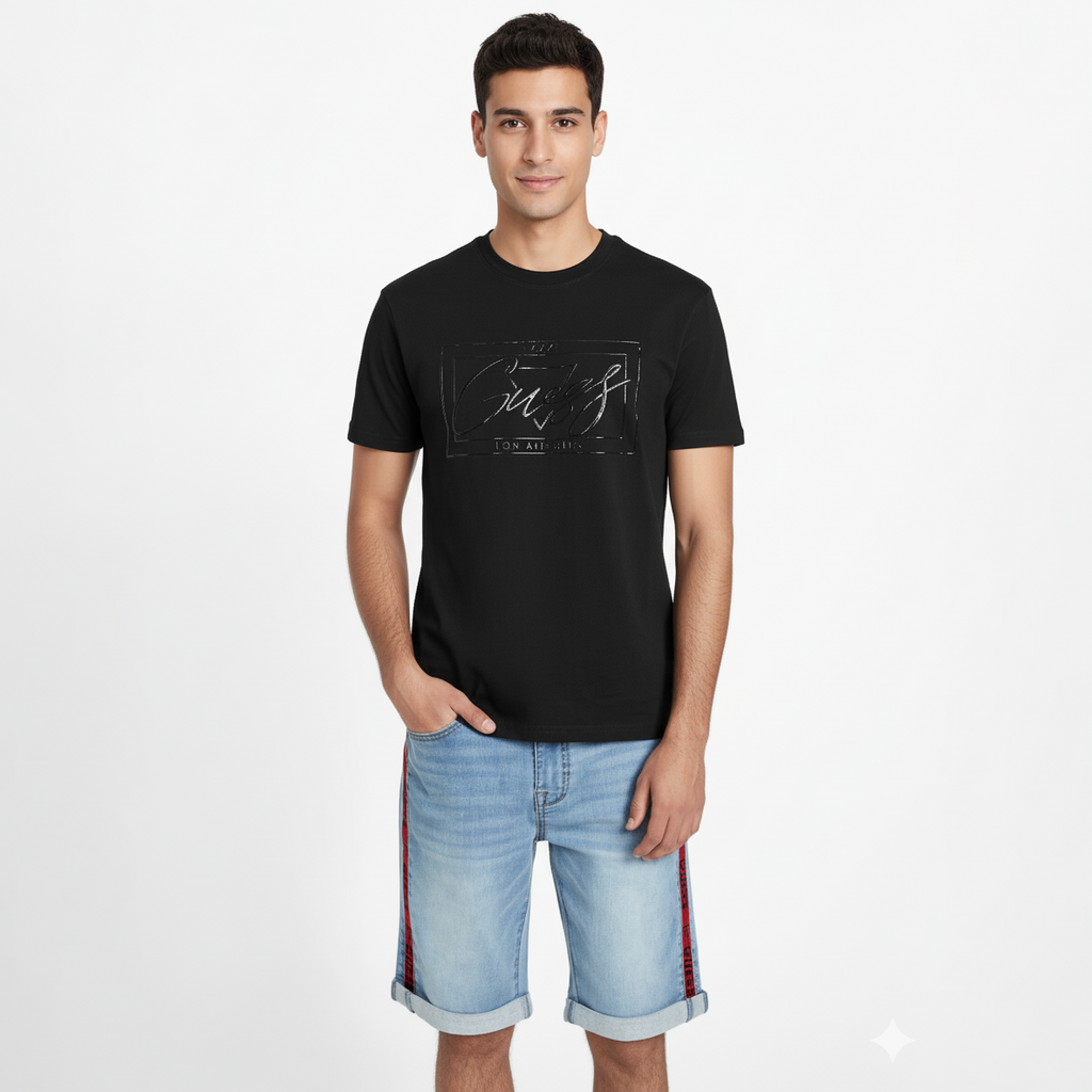 Guess Derosa Logo Crew Mens T-Shirt 1 Guess Derosa Logo Crew Mens T-Shirt