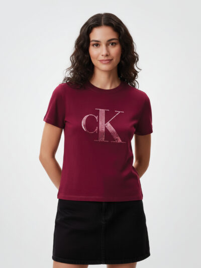 Calvin Klein Women Sequin Monogram Classic T-Shirt