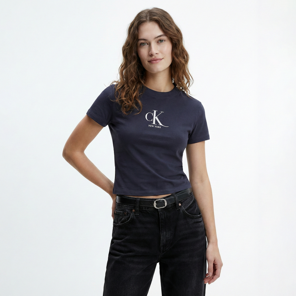 Calvin Klein Women Monogram Logo Slim T-Shirt 1 Calvin Klein Women Monogram Logo Slim T-Shirt