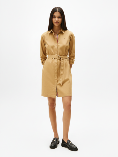 Tommy Hilfiger Women's Long-Sleeve Belted Oxford Shirtdress