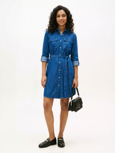 Tommy Hilfiger Women's Belted Utility Denim Shirtdress