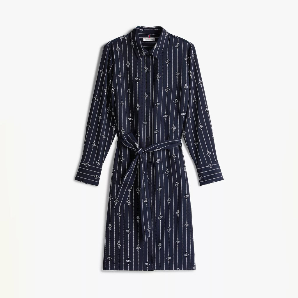 Tommy Hilfiger Women's Rope Print Belted MIDI Shirtdress 3 Tommy Hilfiger Women's Rope Print Belted MIDI Shirtdress - Image 3