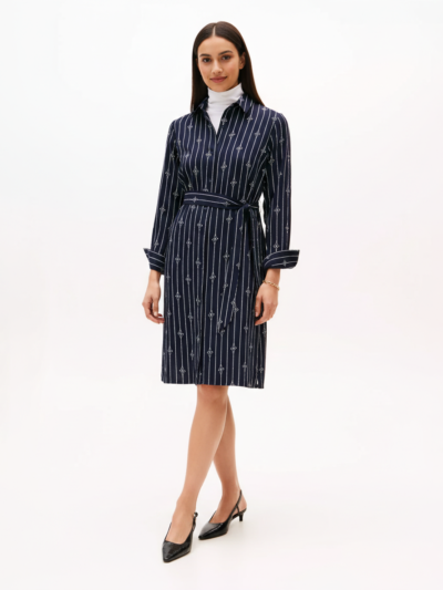 Tommy Hilfiger Women's Rope Print Belted MIDI Shirtdress